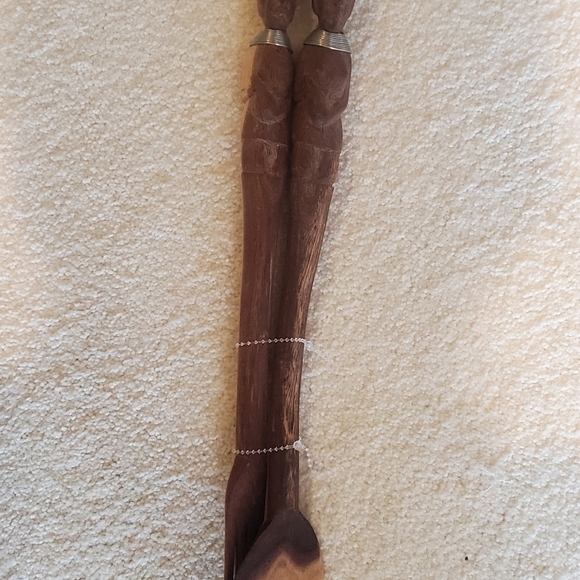 Kenya hand carved  vintage serving spoon and fork. 15 in - Picture 4 of 8